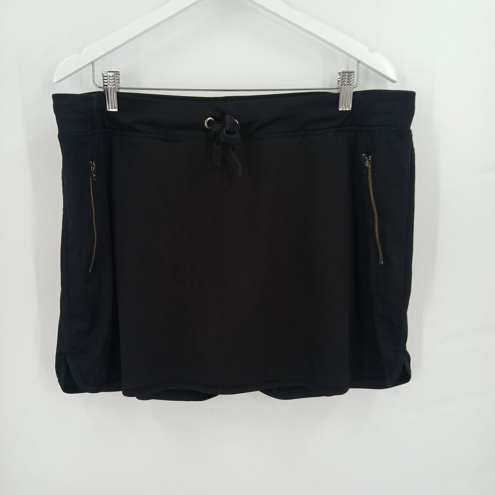 Exertek Womens plus Size 2X Black Elastic Waist athletic skort Built In Liner